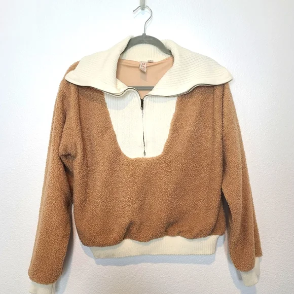 Anthropologie Dolan Left Coast Sherpa Oversized Collar Quarter Zip Sweat… - Picture 5 of 14